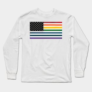 Rainbow American Flag Long Sleeve T-Shirt